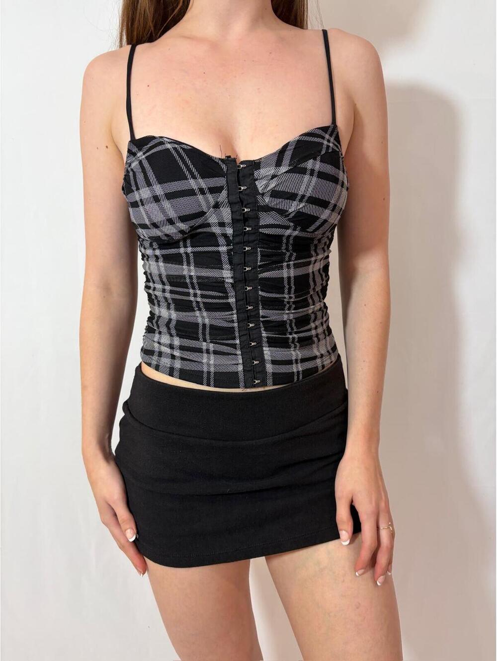 Moa Moa Plaid Coquette Corset Bustier Going Out Top